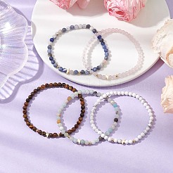 Braccialetti elasticizzati con perline rotonde miste di pietre preziose e fulmini da 4 mm&nbsp;BJEW-JB10856