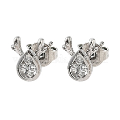 Pendientes de latón con micropavé de circonitas cúbicas transparentes de ciervo&nbsp;EJEW-F383-08P