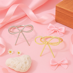 8 Stück 2 Farben Bowknot Eisen Fingerringe für Frauen&nbsp;RJEW-HY0001-24
