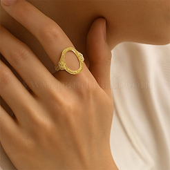 Anillos de puño ajustables de acero inoxidable 304 de 2 color para mujer&nbsp;RJEW-HY0001-31A