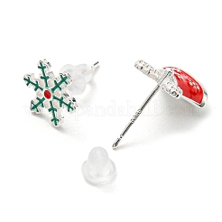 Pendientes asimétricos de latón con tema navideño&nbsp;EJEW-D062-01C-S