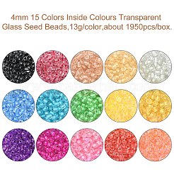 195g 15 Farben 6/0 transparente Glasperlen&nbsp;SEED-YW0002-45