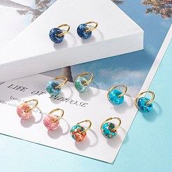 Unterlegscheibe natürliche ozeanweiße Jade-Ohrringe&nbsp;EJEW-JE04854
