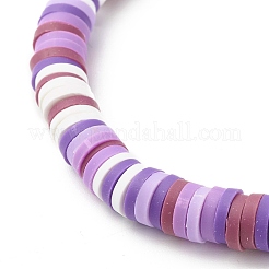 Bracciale elasticizzato con perline heishi in argilla polimerica da donna&nbsp;BJEW-JB07207