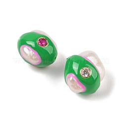 Natürliche Keshi-Perle mit Zirkonia-Emaille-Perlen&nbsp;PEAR-G014-06B
