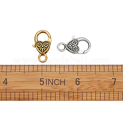 Tibetischen Stil Legierung Herz Karabiner Schnallen&nbsp;TIBE-KS0001-02