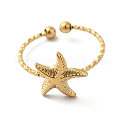 Anelli polsino aperto a forma di stella marina in acciaio inossidabile 304 con placcatura ionica (ip) per donna&nbsp;X-RJEW-H136-06G