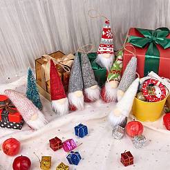 2 ensembles 2 décorations de pendentif de poupée de noël en tissu de style&nbsp;HJEW-SZ0001-09
