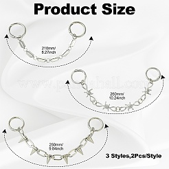 6 pieza de cadenas para zapatos de acero inoxidable estilo hip-hop de 3 estilos&nbsp;FIND-CJ0003-91