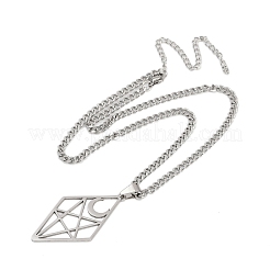 Collar con colgante de acero inoxidable 201 con forma de luna de diamante ahuecado para hombres y mujeres&nbsp;LS-NJEW-K283-25P