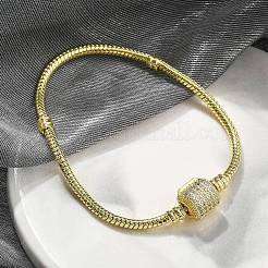 Braccialetti in ottone con micro pavé di zirconi trasparenti&nbsp;BJEW-S158-15G