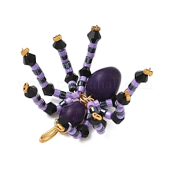 Ciondoli con perline di semi di vetro e turchese sintetico tinto a tema Halloween&nbsp;PALLOY-MZ00774-06