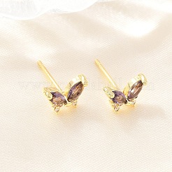 Boucles d'oreilles en laiton avec micro pavé de zircons cubiques pour femmes&nbsp;KK-A305-06G