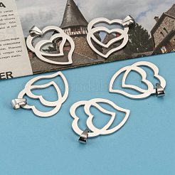 Anlaufgeschützte Herz-zu-Herz-Anhänger aus 304 Edelstahl&nbsp;X-STAS-I032-122