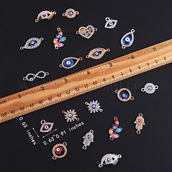 22 pz malocchio connettore di fascino della lega dello smalto del pendente di fascino dell'occhio occhio fortunato di fascino per gioielli collana braccialetto orecchino fare artigianato&nbsp;JX221A