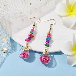 Orecchini pendenti con scaglie di turchese sintetico&nbsp;EJEW-JE05634-04