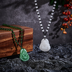 Collana con ciondolo in resina finta con pietra preziosa in 2 colori&nbsp;NJEW-UN0001-58A