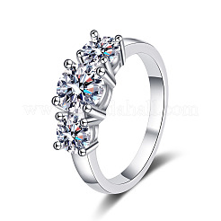 Anillos de dedo con pavé de circonita cúbica 925a y plata de ley bañada en rodio&nbsp;WG3C802-25