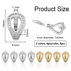 8 x 2-farbiger Messing-Mikropavé mit klaren Zirkonia-Faltverschlüssen&nbsp;FIND-PH0021-17