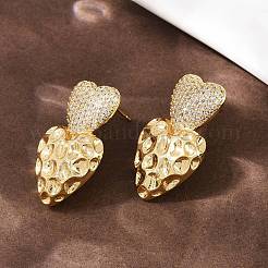 Orecchini pendenti in zircone chiaro con micro pavè di zirconi in ottone&nbsp;EJEW-L275-15G-01