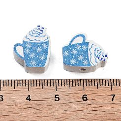 Bedruckte Holzperlen mit Weihnachtsmotiv&nbsp;WOOD-M015-05C