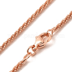 Collares de cadena de espigas de trigo de latón con revestimiento de rejilla de 2 mm para mujeres y hombres&nbsp;MAK-L044-58RG