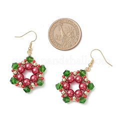 Weihnachtsmotiv Glasperlen Blumen Ohrhänger&nbsp;EJEW-TA00680
