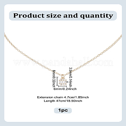 1 Stück Halsketten mit rechteckigem Anhänger aus Messing mit klarem Zirkonia&nbsp;NJEW-LP0009-48