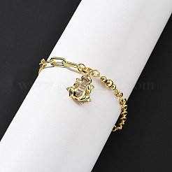 Messing Micro Pave klare Zirkonia Charm Armbänder&nbsp;BJEW-U020-19G