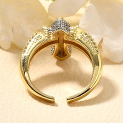 Anneaux de manchette en laiton micro pave zircone cubique&nbsp;RJEW-U035-02GP-02