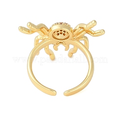 Anelli per polsini aperti con strass in ottone e ragno di halloween&nbsp;RJEW-S419-01G-02