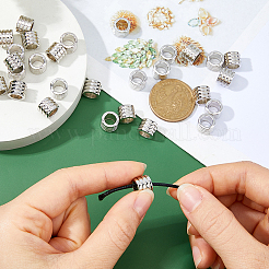 24 pièce de perles européennes rainurées en acier inoxydable&nbsp;STAS-HS0001-81B