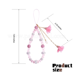Strass in argilla polimerica e cinturino mobile a catena con perline di vetro&nbsp;HJEW-SW00021-03