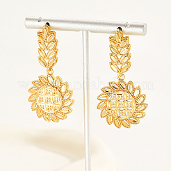 Ohrstecker aus Messing im Vintage-Urlaubsstil mit Blatt und Blume&nbsp;HZ7784