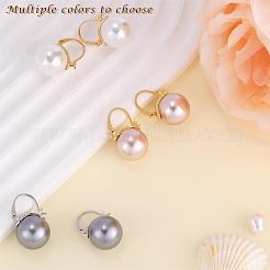 Orecchini di perle grigio palla rotonda cerchio ciondola gli orecchini della vite prigioniera elegante conchiglia perla della vite prigioniera di goccia imitazione perle coltivate d'acqua dolce orecchini ciondoli in ottone gioielli regalo per le donne&nbsp;JE1096A