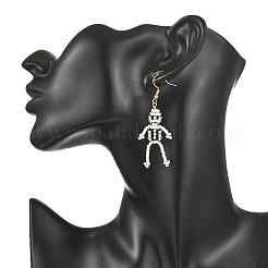 Orecchini pendenti di Halloween con perline di vetro.&nbsp;EJEW-MZ00769-01