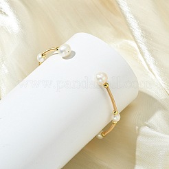 Bracelets manchettes en fil de cuivre et perles de culture d'eau douce naturelles&nbsp;BJEW-JB13988