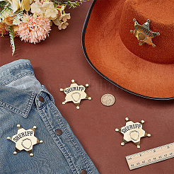 4 broche étoile en alliage avec mot shérif pour accessoires de costume&nbsp;JEWB-FG0001-52B