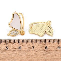 Boucles d'oreilles à tige en laiton avec micro pavé de zircons cubiques&nbsp;KK-D363-01A-G