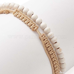 2 Stück 2-teiliges Armbandset mit geflochtenen Perlen aus synthetischem Türkis (gefärbt) und natürlicher weißer Jade&nbsp;BJEW-JB09255