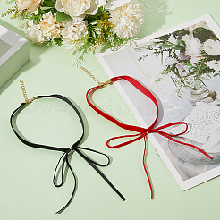 2 Stück 2 Farben Bowknot Samt Choker Halsketten für Frauen&nbsp;NJEW-CY0001-01