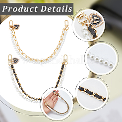 2 chaîne de dragonne pour téléphone en cuir PU et perles en plastique&nbsp;AJEW-CN0003-47B