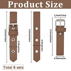 6 Paar aufnähbare Knebelschnallen aus PU-Leder&nbsp;DIY-GF0012-87A