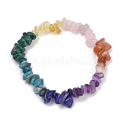 Pulseras elásticas con chips de piedras preciosas mixtas naturales de chakras para mujer&nbsp;BJEW-JB11633-02