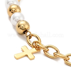 Bracciale con ciondolo a croce in acciaio inossidabile 201&nbsp;BJEW-A126-05G