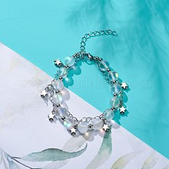 Synthetisches Mondstein-Armband mit runden Perlen und mehreren Strängen&nbsp;BJEW-JB08857