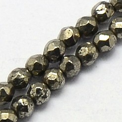 Chapelets de perles de pyrite naturelle &nbsp;G-L031-2mm-03