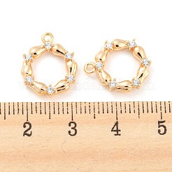 Pendentifs avec zircon cubiques à micro-pavés en laiton&nbsp;X-KK-E090-21G