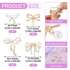 4 Stück 4 Stile Bowknot Legierung Strass Broschen für Frauen&nbsp;JEWB-TA0001-30