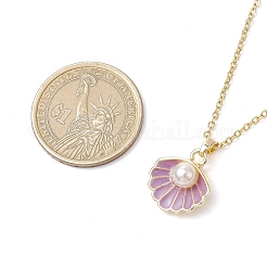 Collares colgantes con forma de concha de perla de imitación de plástico ABS y esmalte de aleación&nbsp;NJEW-JN05173